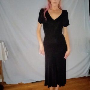 Barney's New York Midi V-Neck Black Dress | Size 8